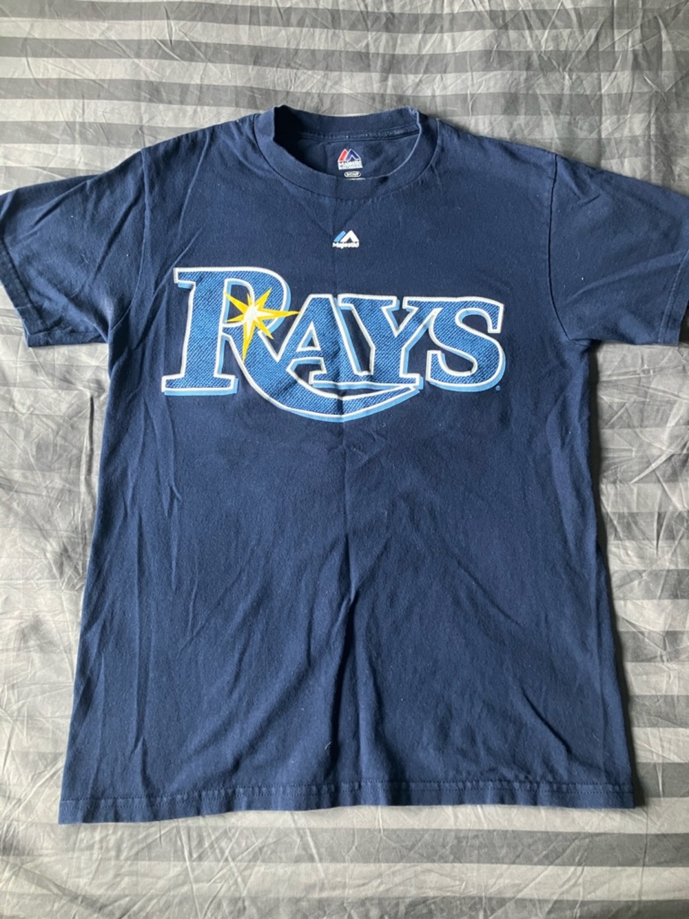 Majestic Navy Tampa Bay Rays Alex Cobb Shirt SMALL